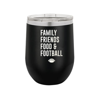Black Football, Family, Friends & Food 12oz Tumbler