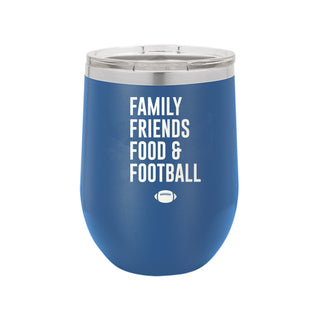Royal Blue Football, Family, Friends & Food 12oz Tumbler