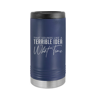 What Time? Slim Can Beverage Holder-Navy