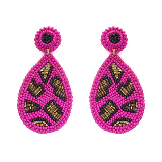 Hot Pink Cami Leopard Earrings