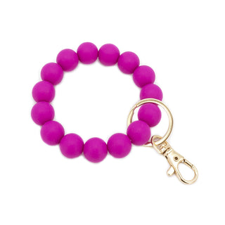 Hot Pink Beaded Keychain Bracelet