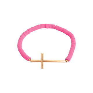 Hot Pink Cross Bracelet