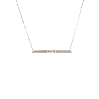 Silver Blessed Bar Necklace Card 