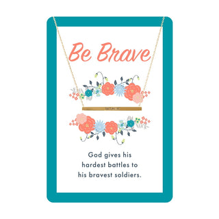 Gold Be Brave Bar Necklace Card 