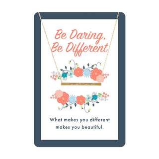 Gold Be Daring Bar Necklace Card 